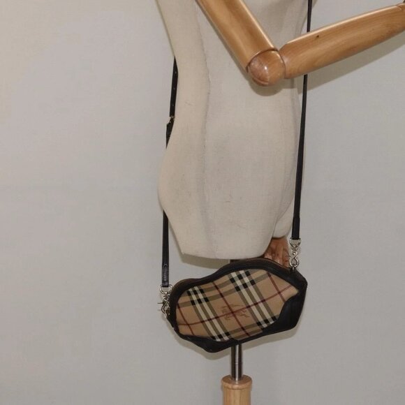 BURBERRY Nova Check Shoulder Bag PVC Beige Gold Auth - Picture 1 of 16